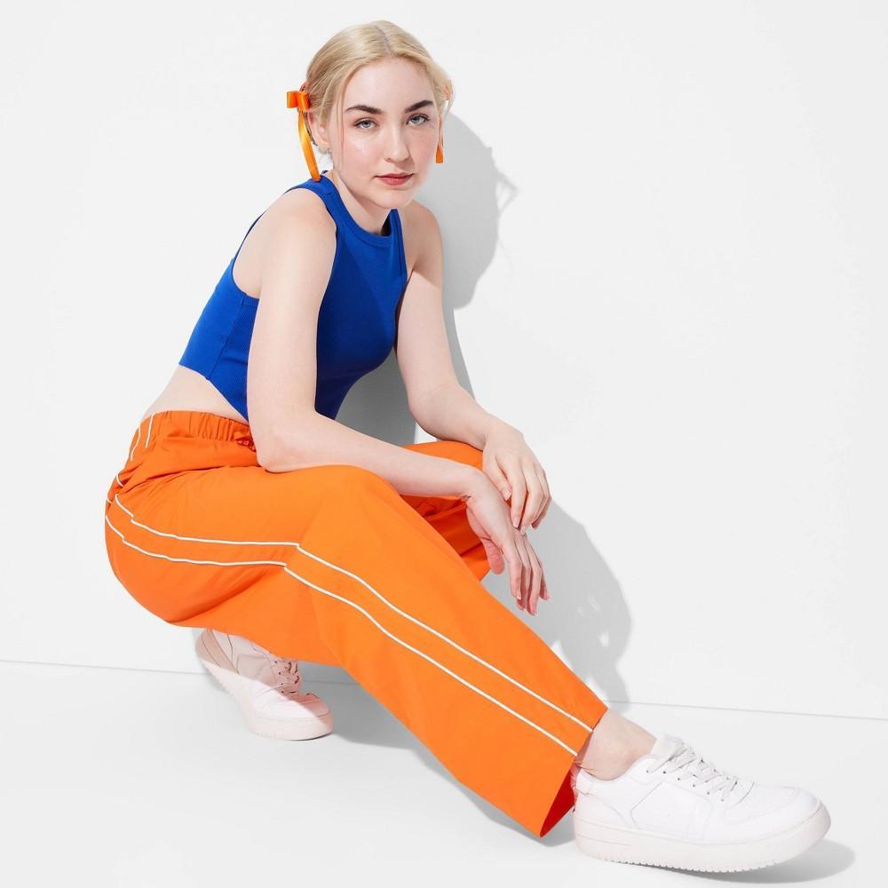 Womens Game Day Mid-Rise Wide Leg Track Pants - Wild Fable Orange M Product Image