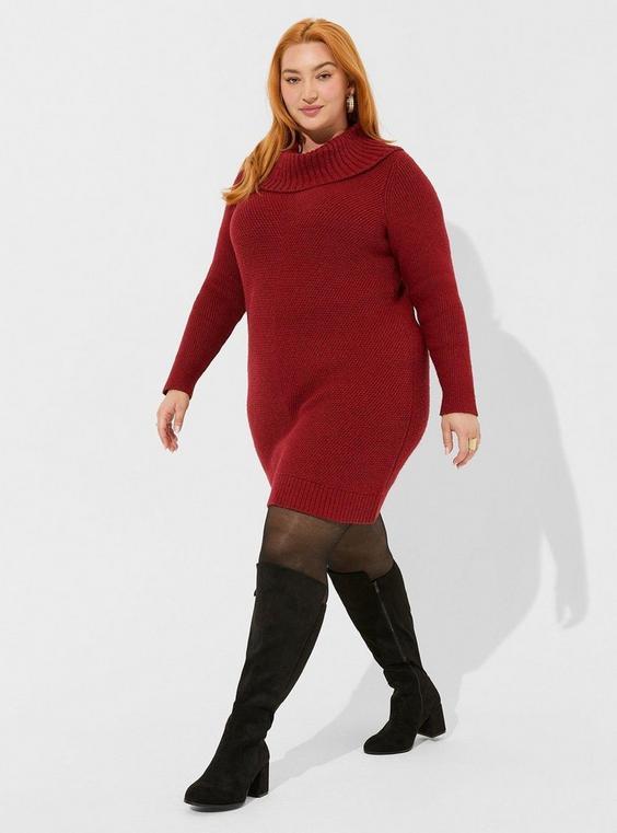 At The Knee Sweater Cowl Neck Dress product image