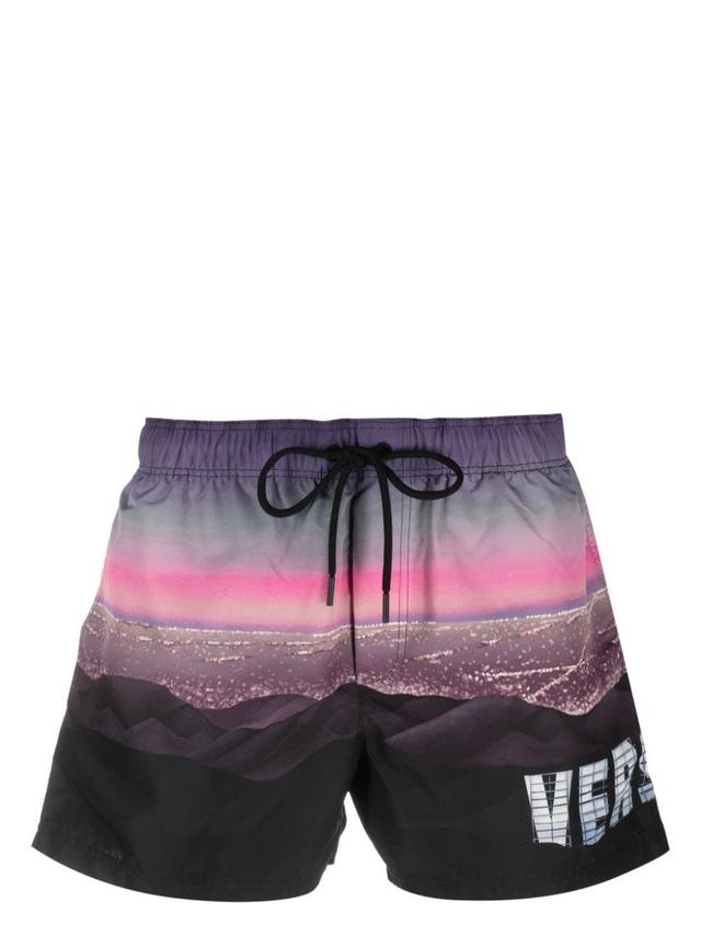 Landscape-print Swim Shorts In Black Product Image