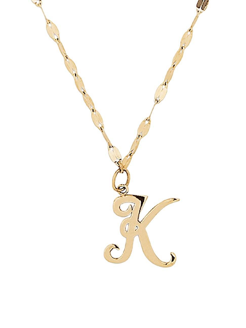 Womens 14K Yellow Gold Cursive Initial Pendant Necklace Product Image