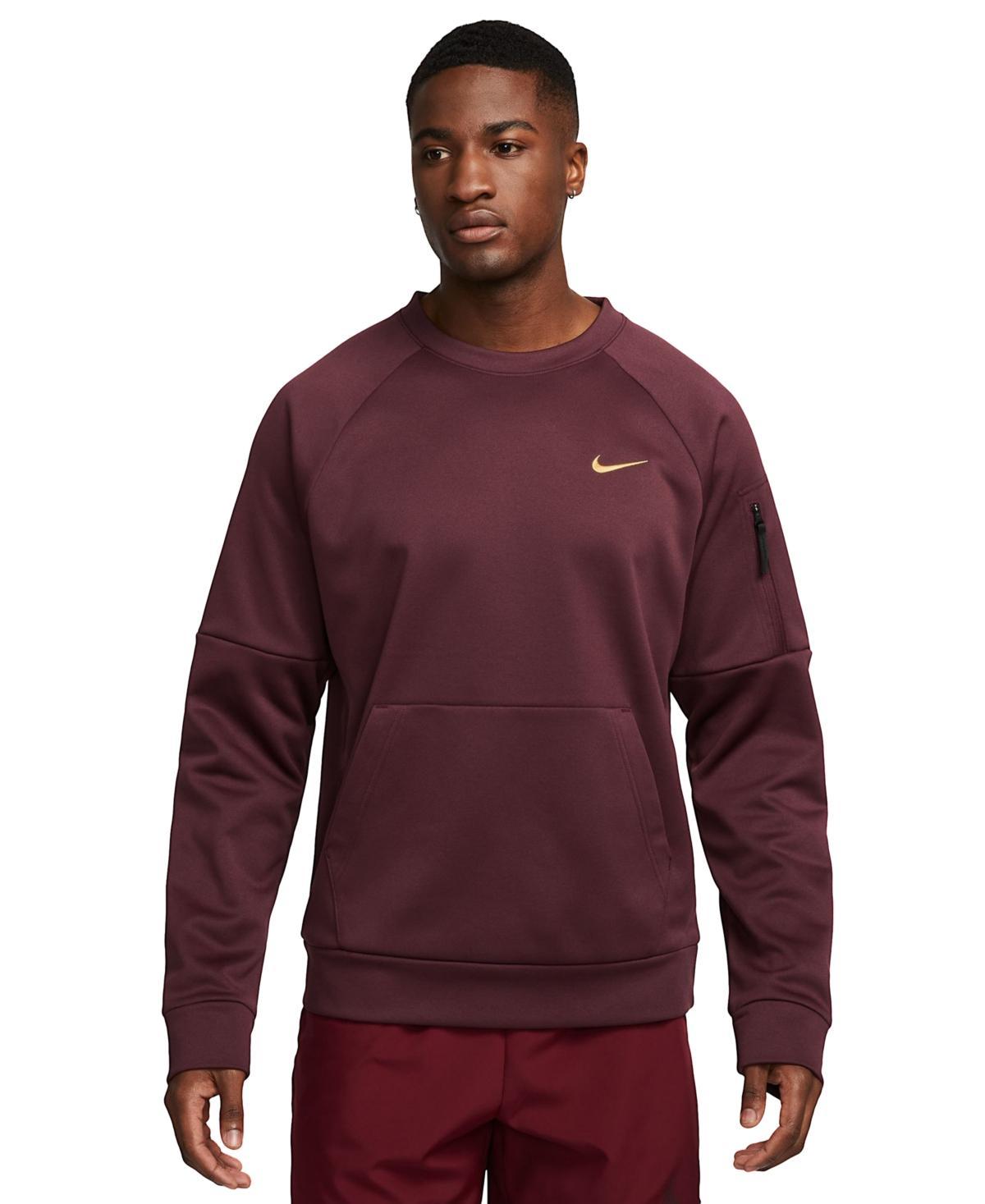 Nike Mens Therma-fit Crewneck Long-Sleeve Fitness Shirt - Night Maroon Product Image