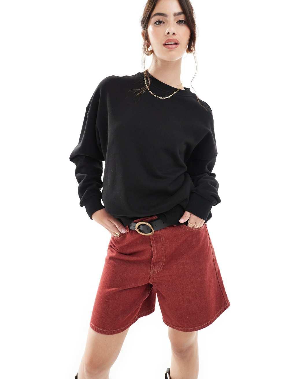 Pull&Bear oversized sweater in black product image