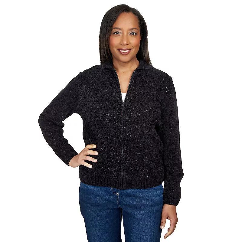 Womens Alfred Dunner Classic Zip-Up Cardigan Product Image