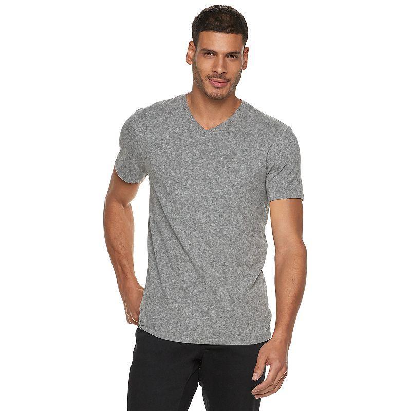 Mens Apt. 9 Premier Flex V-Neck Tee Light Gray Grey Product Image