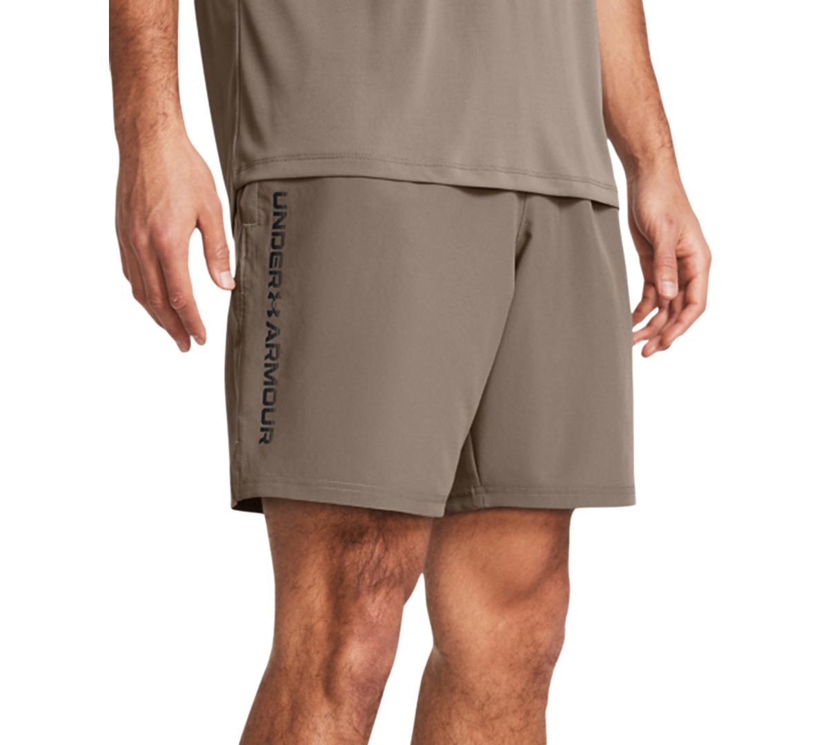 Under Armour Mens Moisture-Wicking Logo-Print 8-1/4 Tech Shorts - Castlerock Gray Product Image