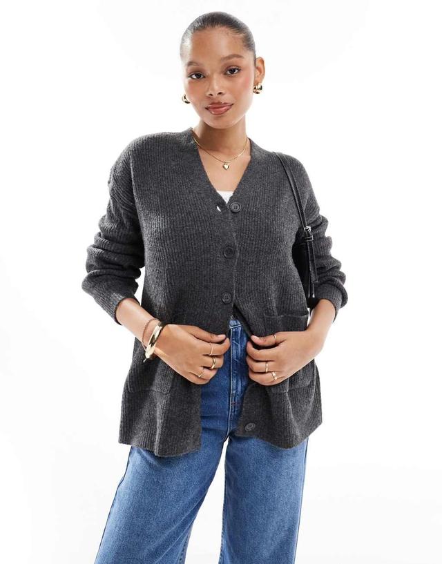 Vila longline cardigan in gray Product Image