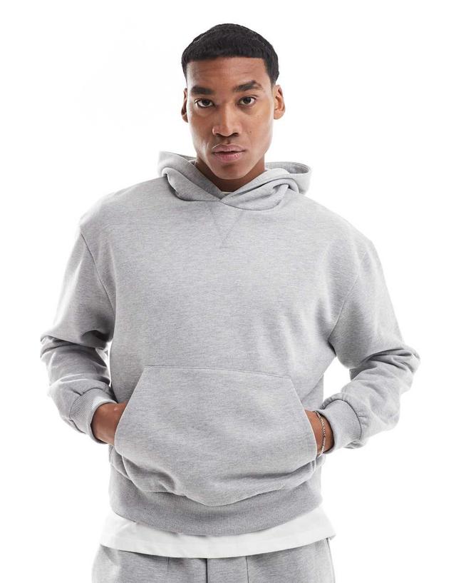 ASOS DESIGN premium 400gsm heavyweight boxy oversized hoodie in washed gray Product Image