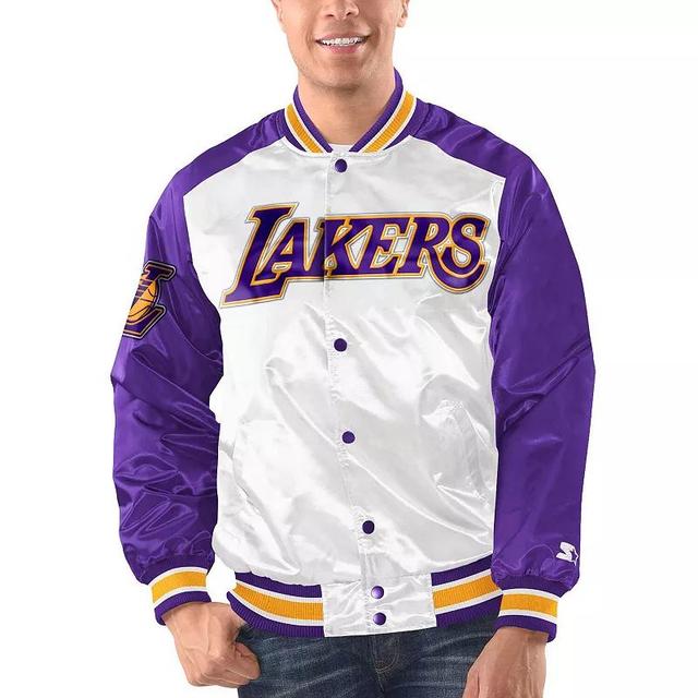 Mens Starter /Purple Los Angeles Lakers Renegade Satin Full-Snap Varsity Jacket Product Image