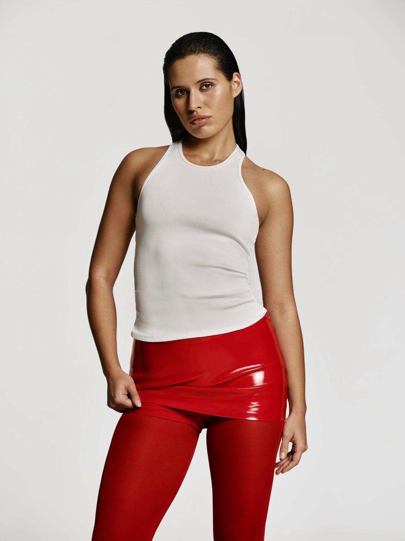 Bundle: Mini Mini skort in Red patent + Base top in Milk Product Image