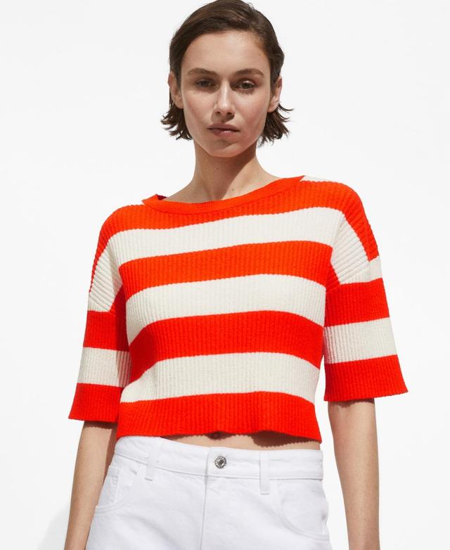 Women's Striped Ribbed-Knit Sweater Product Image