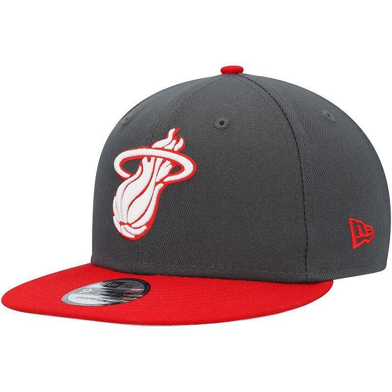 Mens New Era Charcoal/Scarlet Miami Heat Two-Tone Color Pack 9FIFTY Snapback Hat Product Image