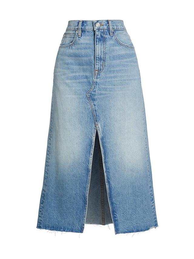 Womens Faded Denim Midi-Skirt Product Image