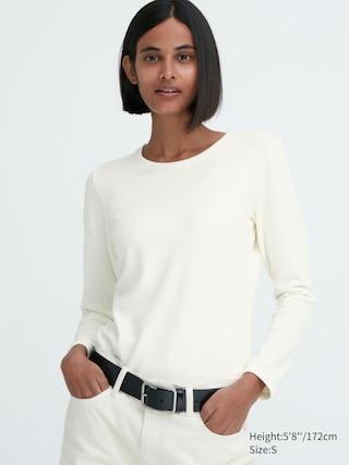 Womens Heattech Ultra Warm Crew Neck Long-Sleeve T-Shirt with Moisture-Wicking Off White XS UNIQLO US Product Image