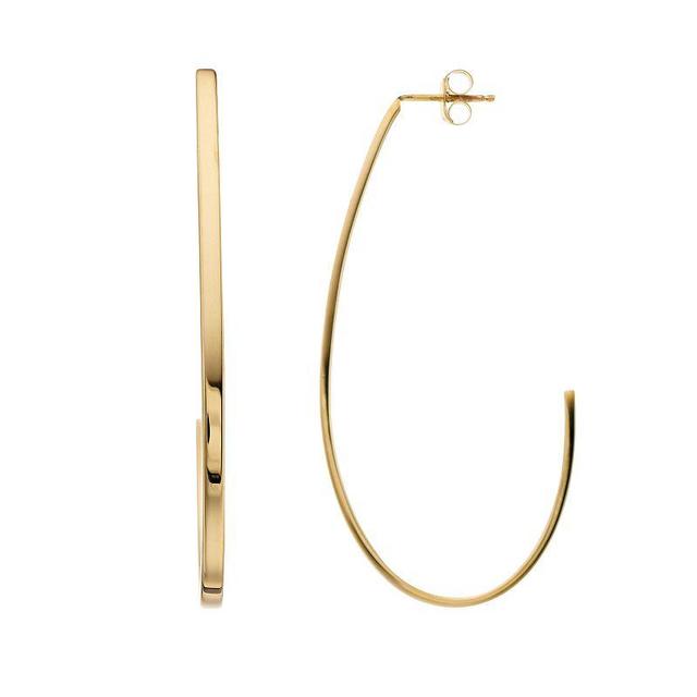 14k Gold Vermeil Polished 60 mm J-Hoop Earrings, Womens Product Image