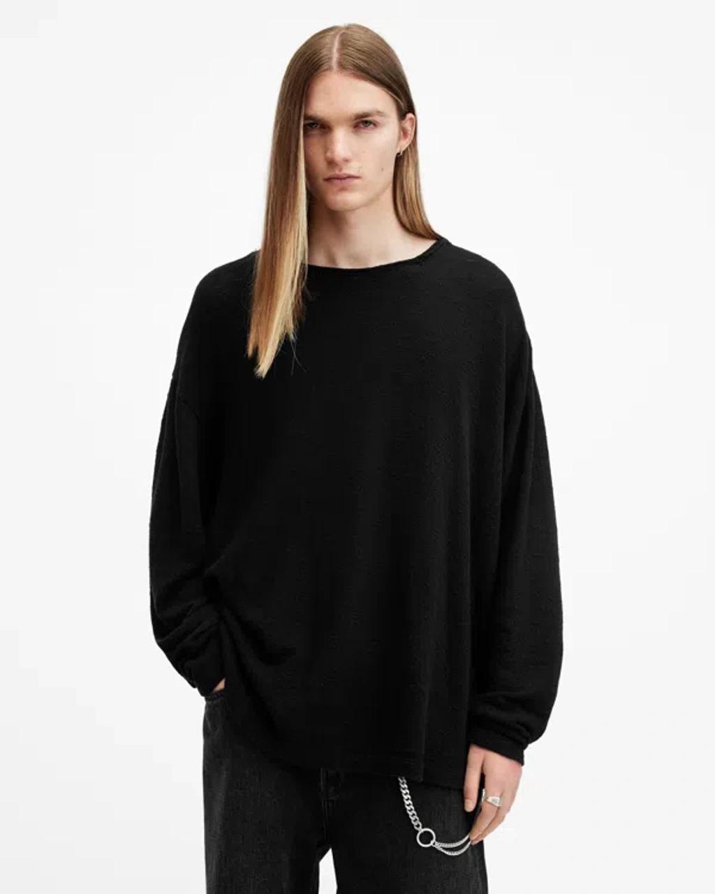 Sears Long Sleeve Oversized T-shirt In Jet Black Product Image