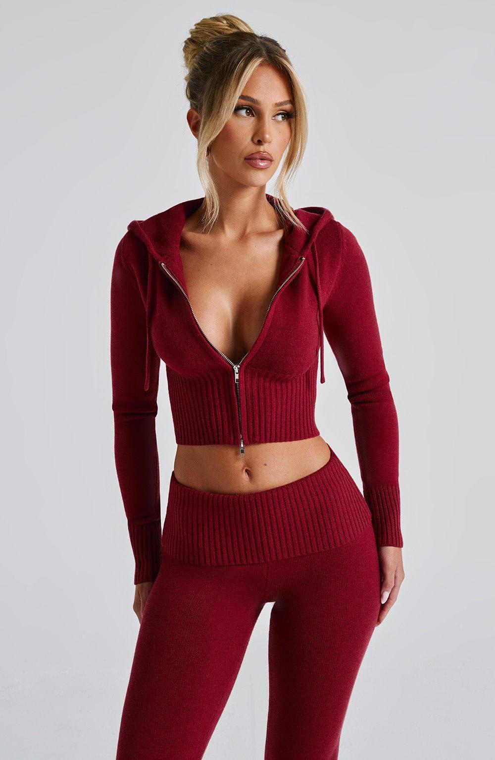 Portia Knit Hoodie - Red Product Image