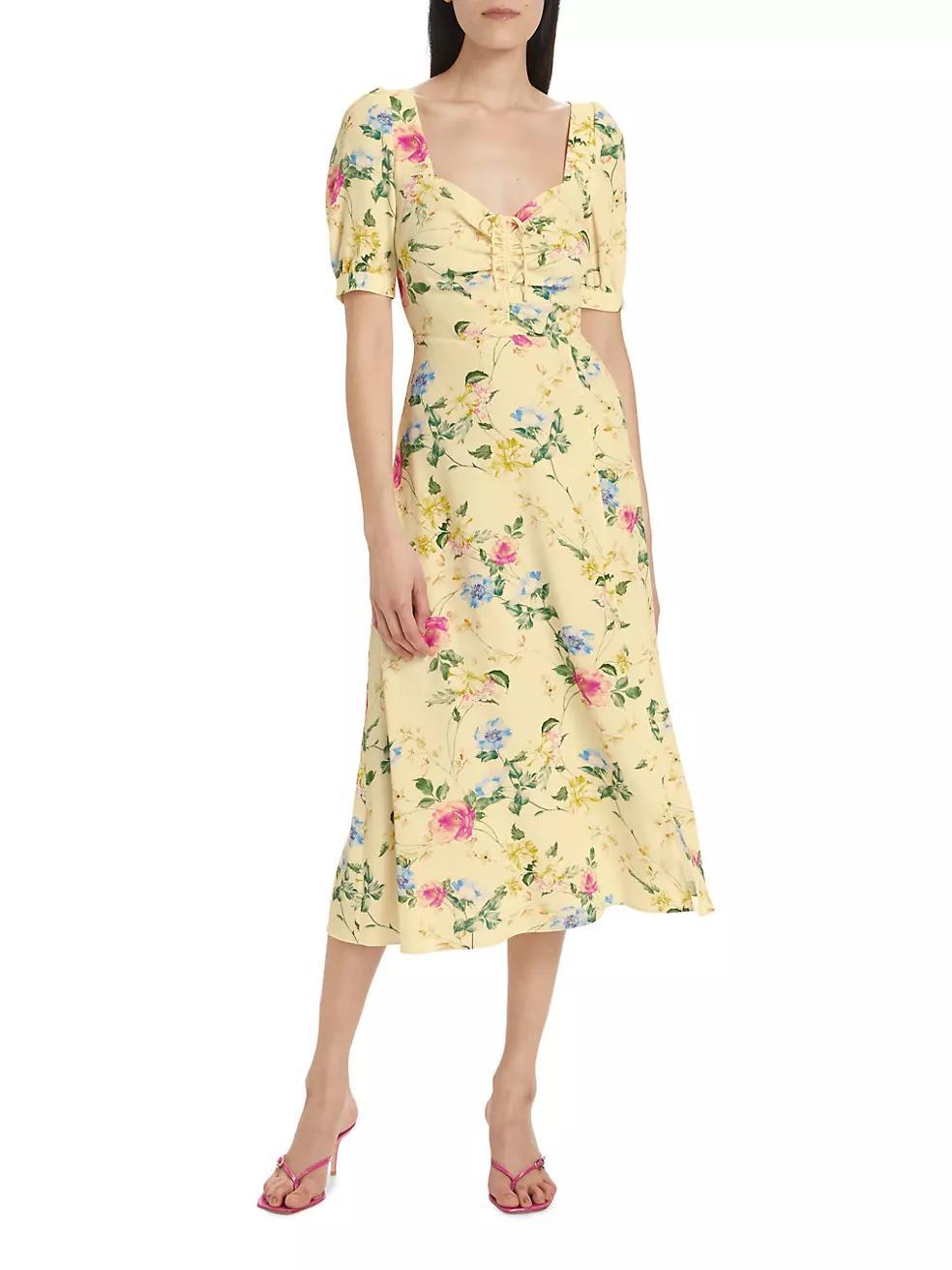 The Vineyard Floral Puff-Sleeve Midi-Dress Product Image