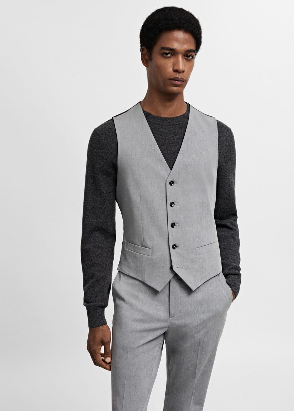 MANGO MAN - Super slim-fit stretch fabric suit vest greyMen Product Image