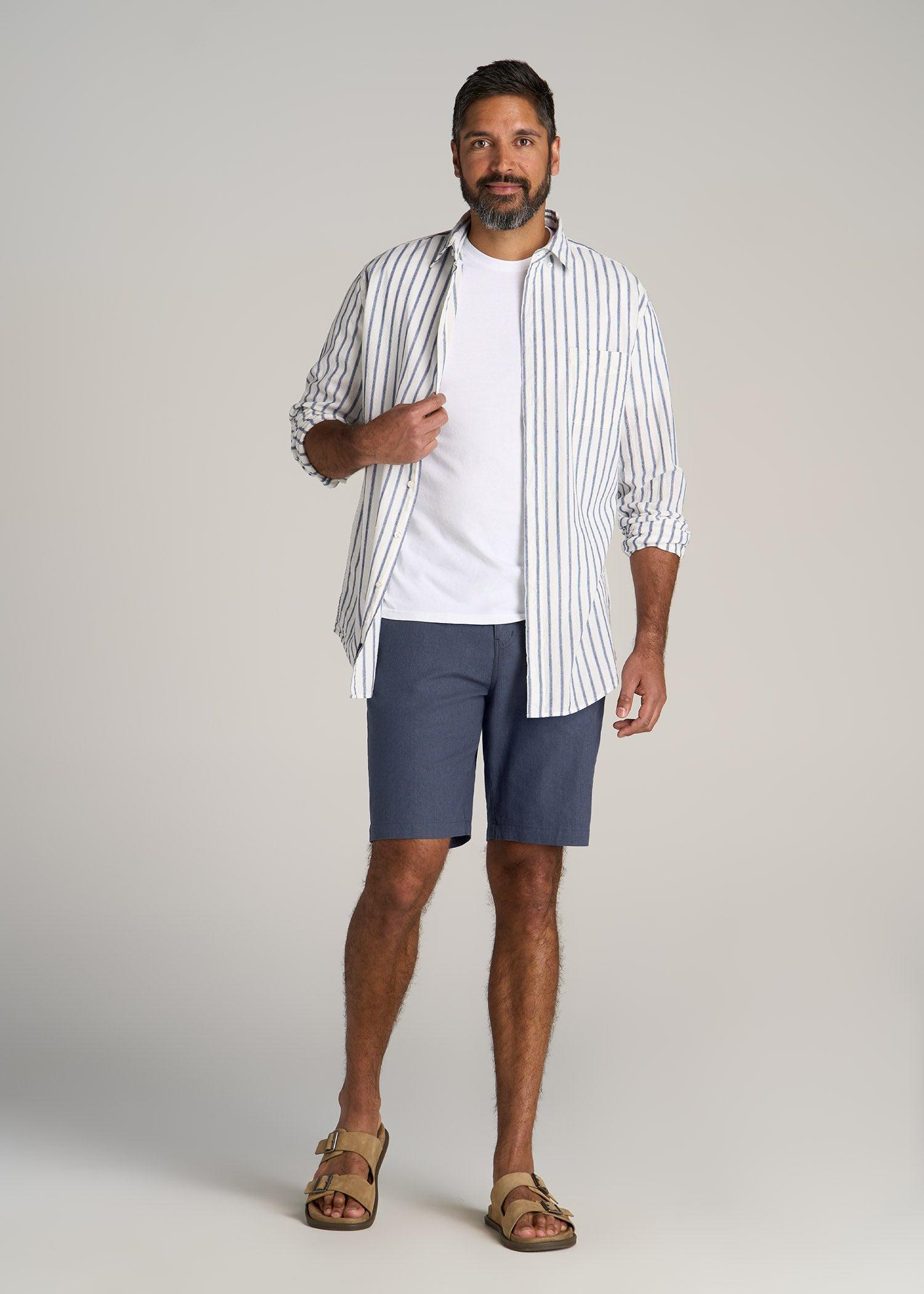 Linen Shorts For Tall Men in Chambray Linen Male Product Image