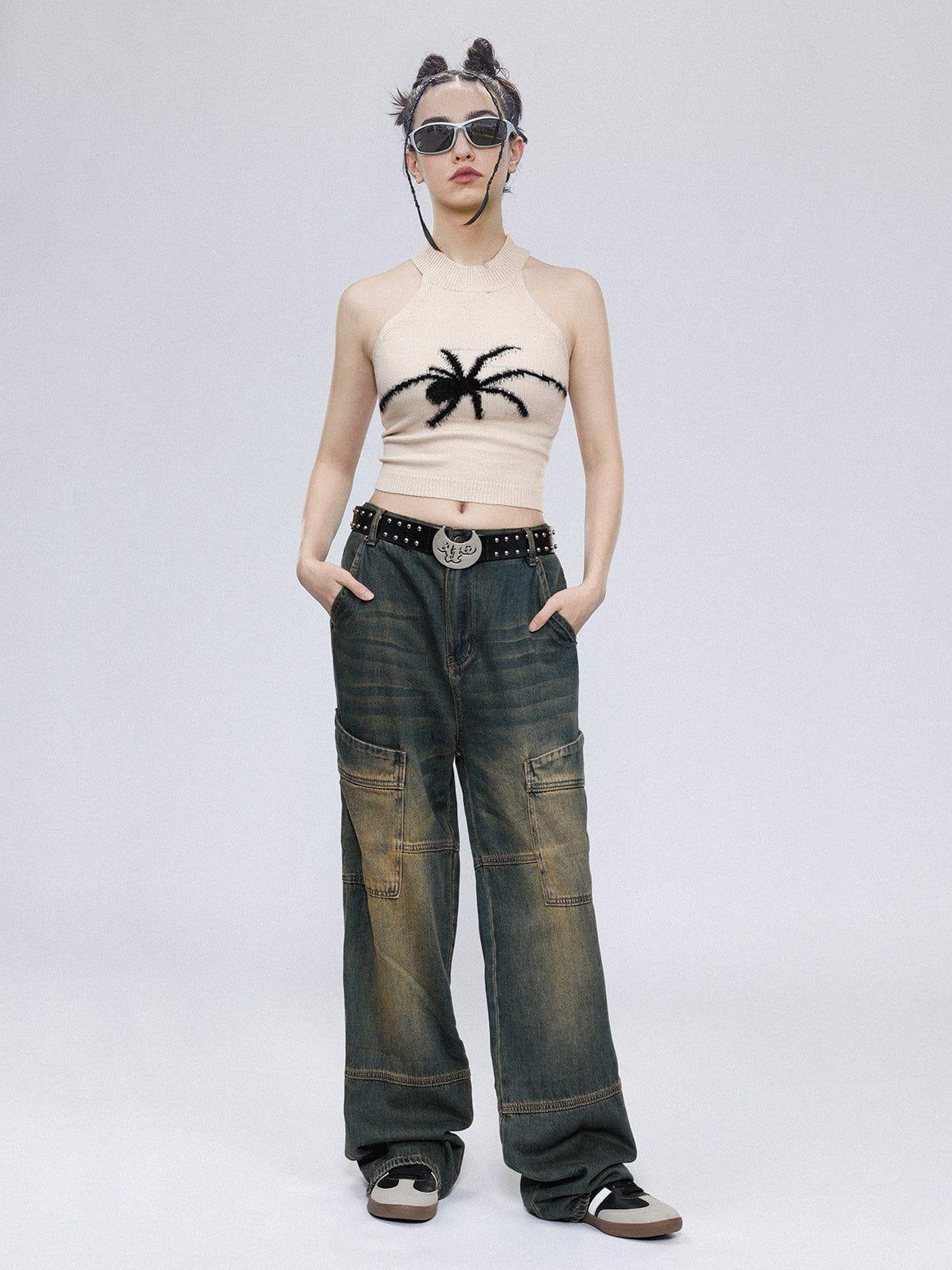 Spider Embroidery Knit Cami Top Female Product Image