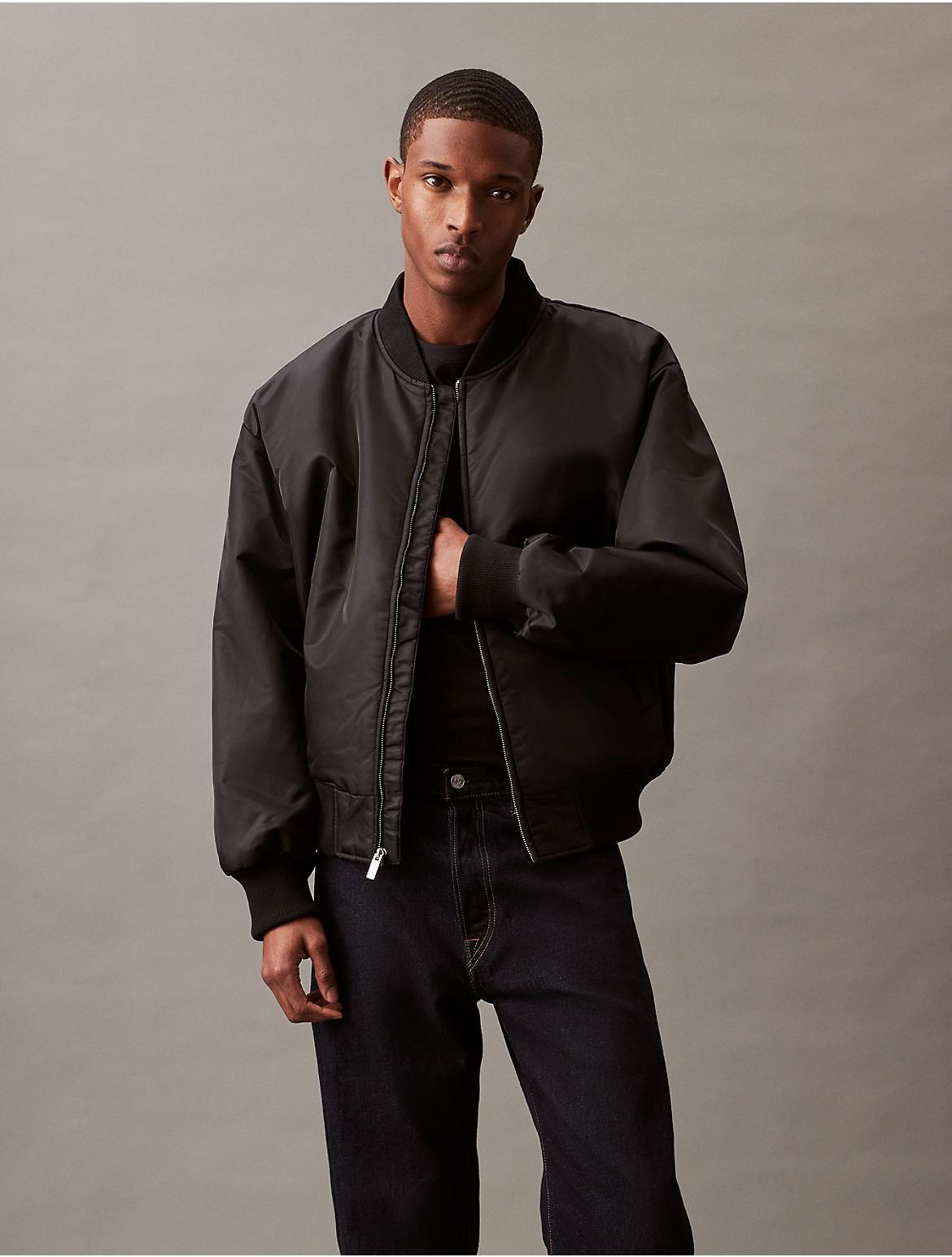 Calvin Klein Mens Nylon Bomber Jacket - Black - XL Product Image