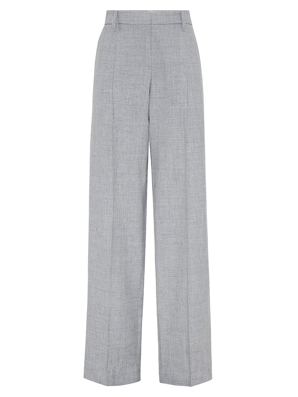 Womens Linen and Wool Canvas Straight Trousers product image