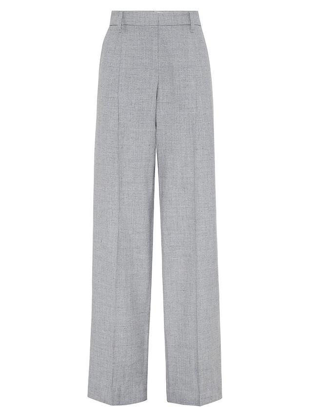 Womens Linen and Wool Canvas Straight Trousers Product Image