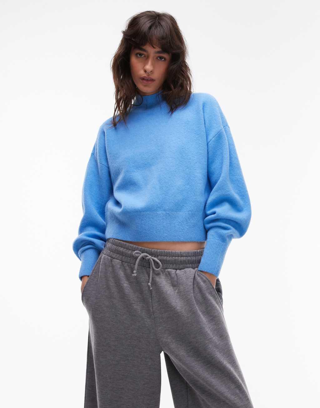 & Other Stories mock neck sweater in blue Product Image