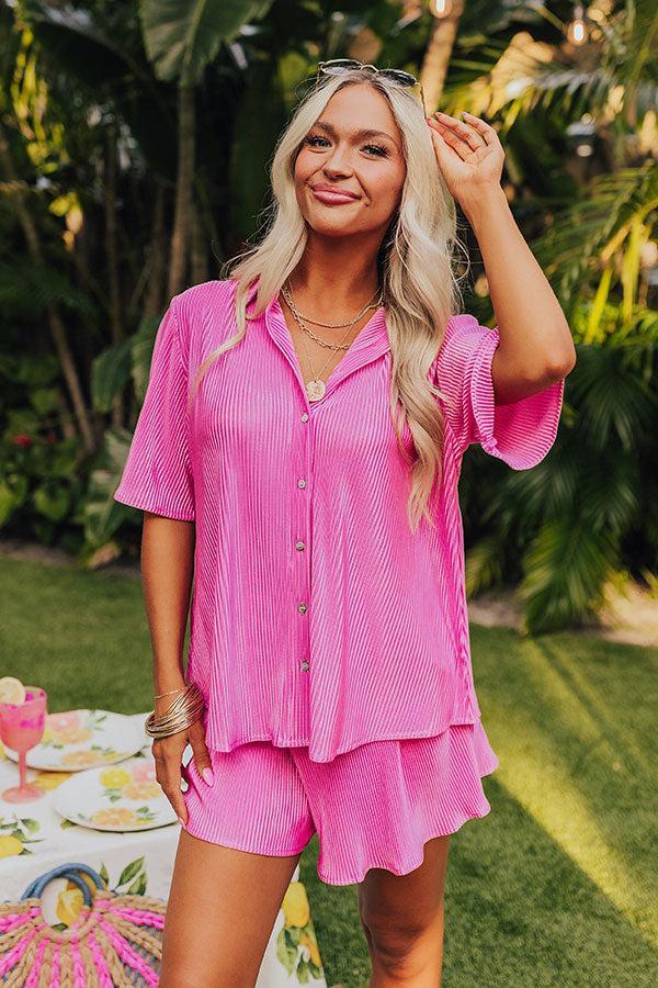 Tour The Town Pleated Top In Pink Product Image