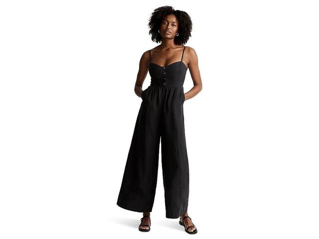 Madewell Sleeveless Wide-Leg Jumpsuit in 100% Linen Coal) Women's Jumpsuit & Rompers One Piece Product Image