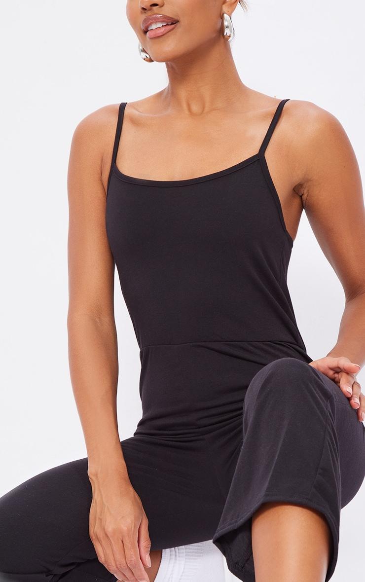 Black Strappy Jersey Culotte Jumpsuit Product Image