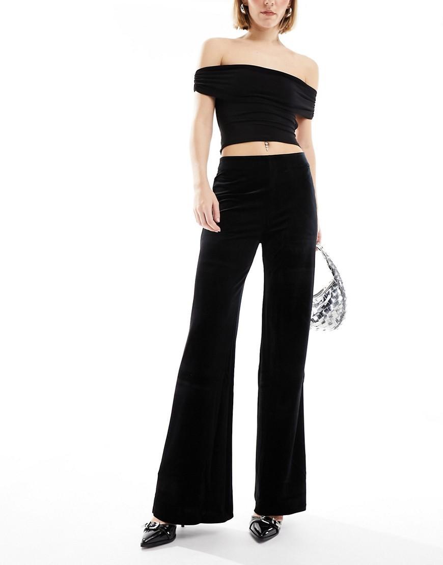 MANGO - Flared velvet pants blackWomen Product Image