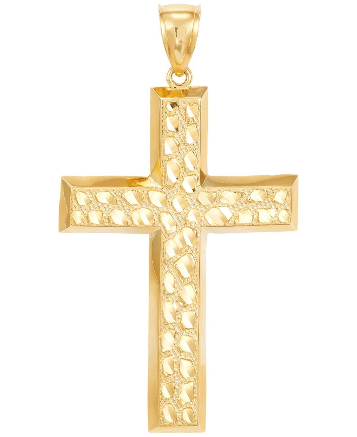 Mens Nugget Cross Pendant in 10k Gold Product Image