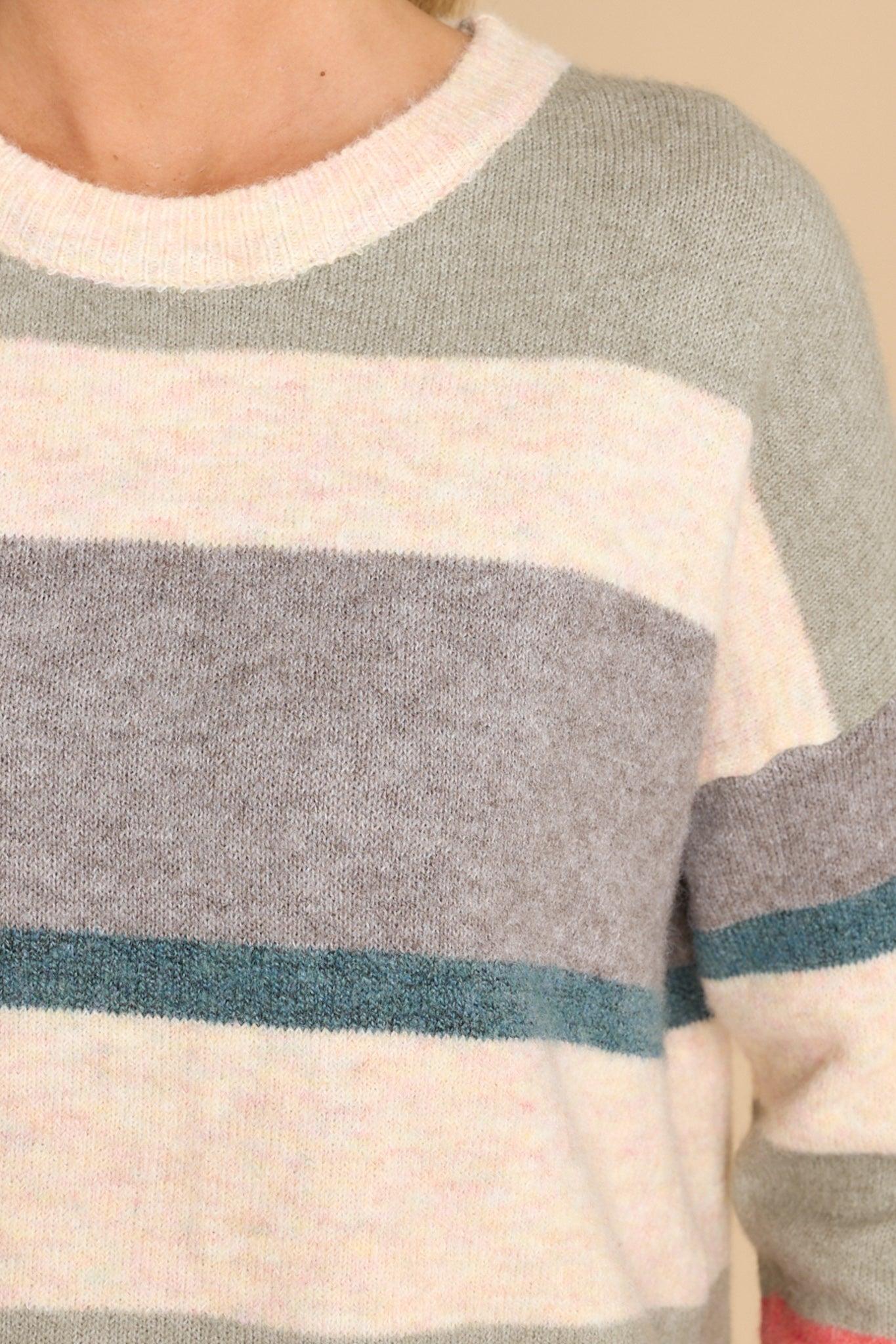 Need More Time Sage Stripe Sweater Product Image