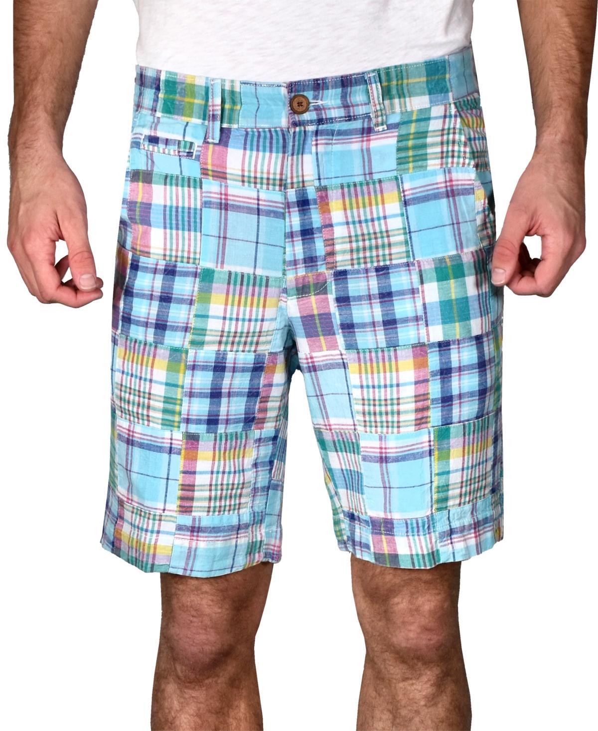 Mens Acid Wash Patch Madras Shorts Product Image