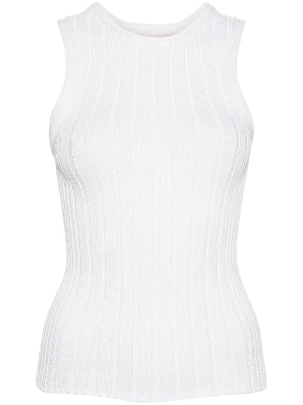 Manu Wide Rib Knit Tank Top In White Product Image