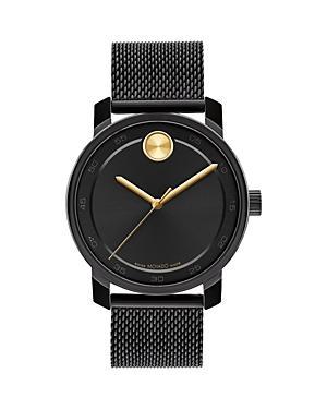 Men's Movado BoldÂ® Access Black Mesh Strap Watch with Gold-Tone Accent Black Dial (Model: 3600960) Product Image