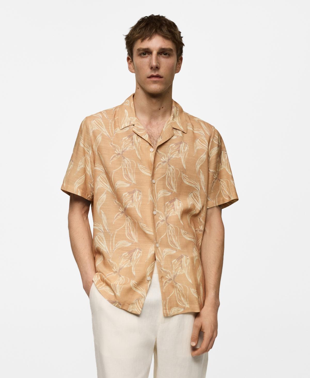 MANGO MAN - Printed fluid regular-fit shirt peachMen Product Image