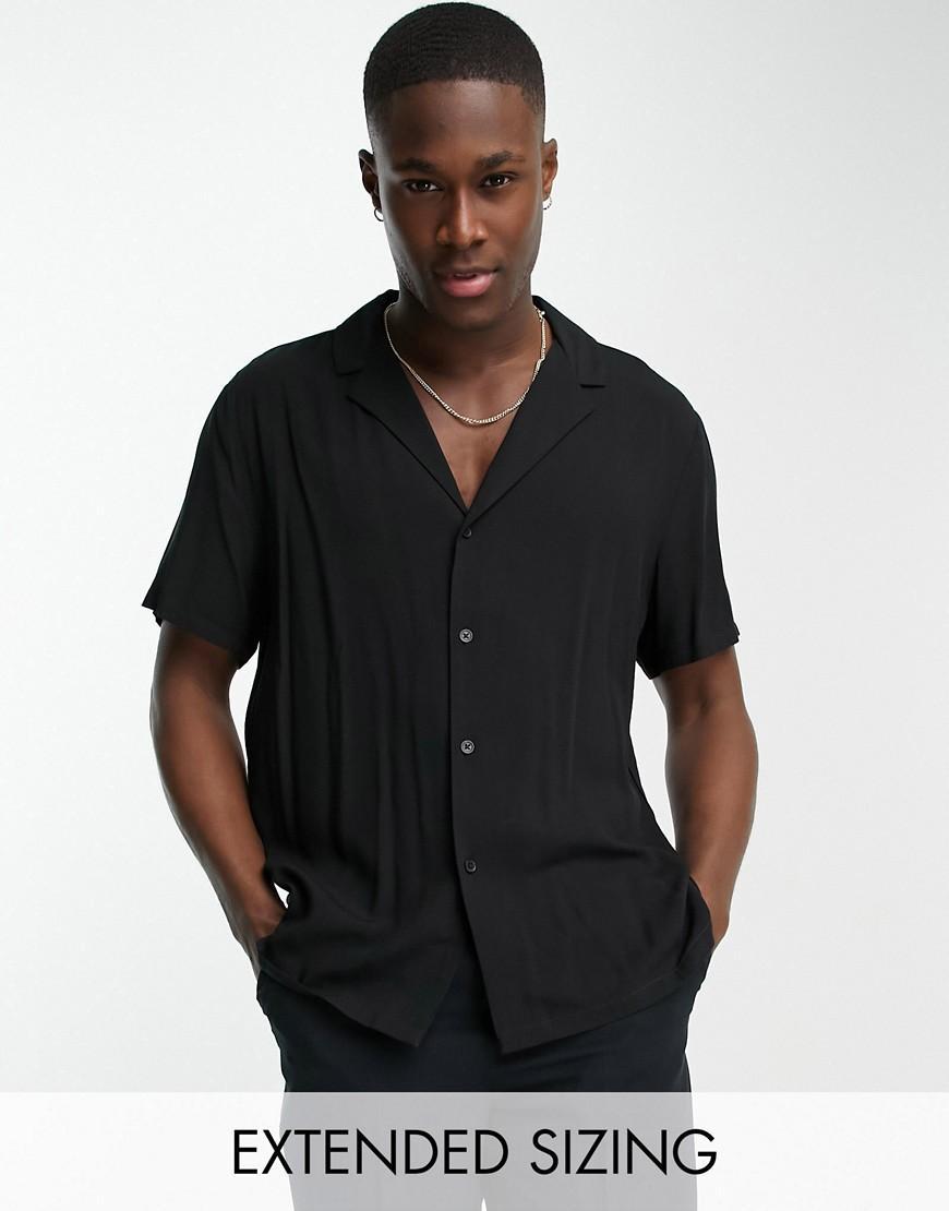 ASOS DESIGN relaxed fit viscose shirt with low revere collar Product Image