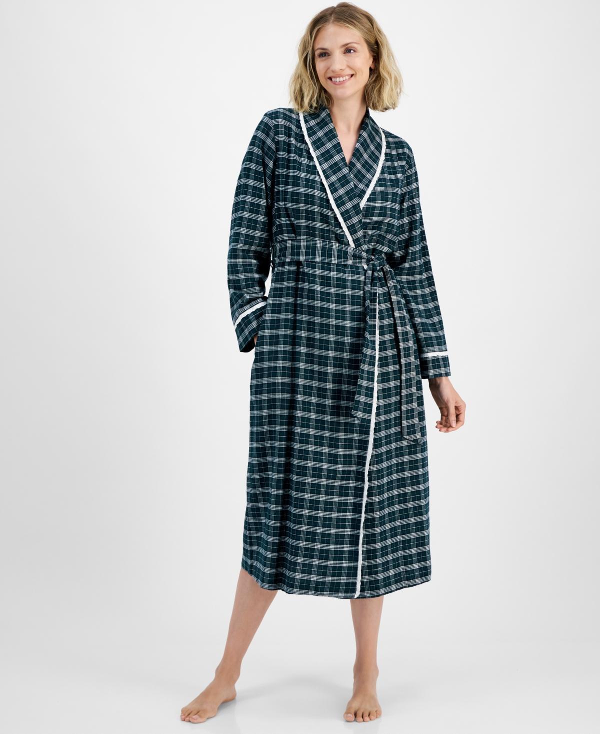 Charter Club Womens Long Plaid Flannel Robe, Created for Macys Product Image