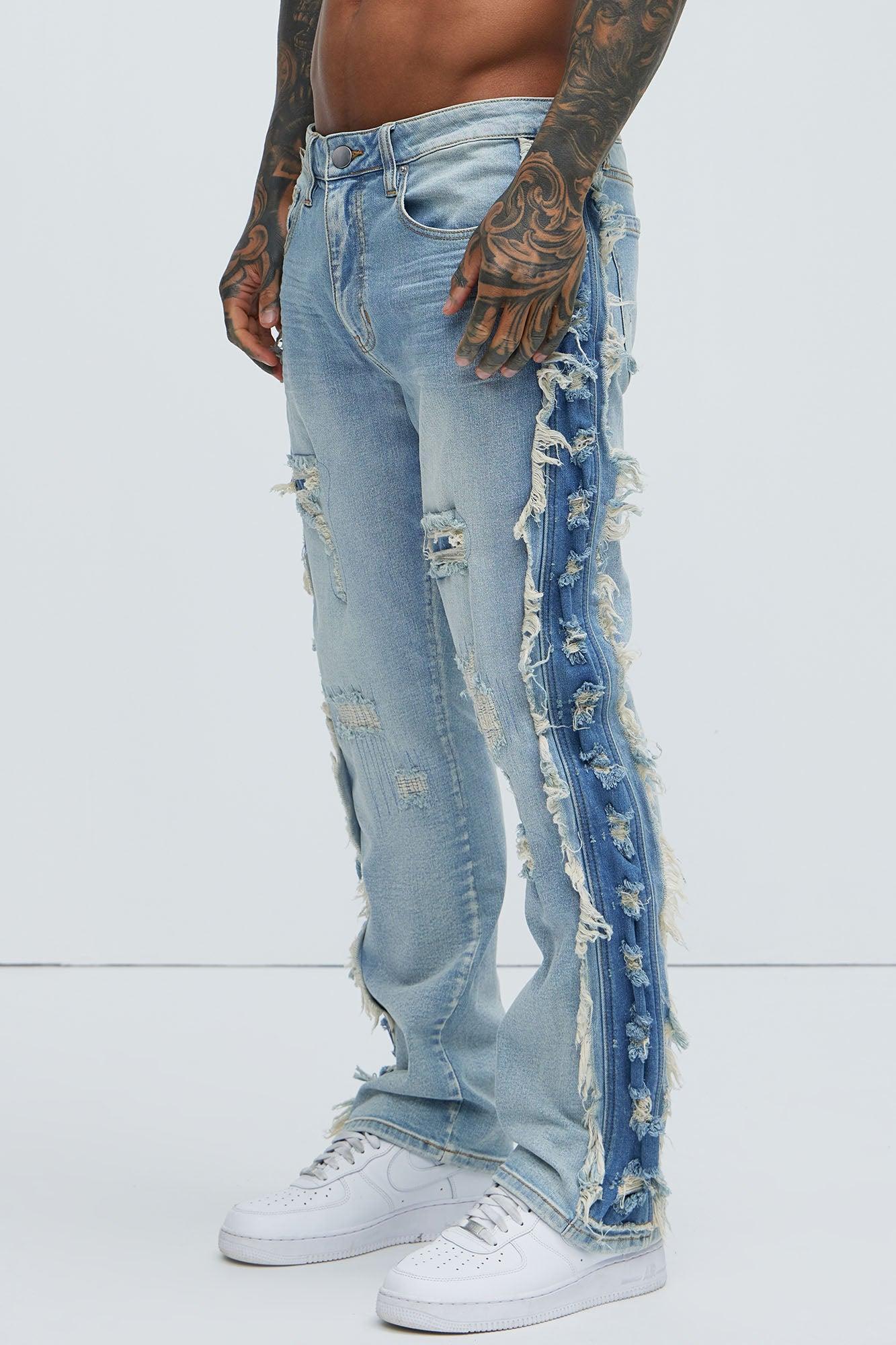 Track Stacked Skinny Flare Jeans - Medium Blue Wash Product Image