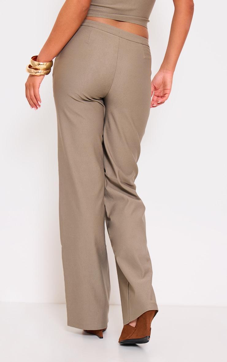 Khaki Woven Low Rise Straight Leg Trousers Product Image