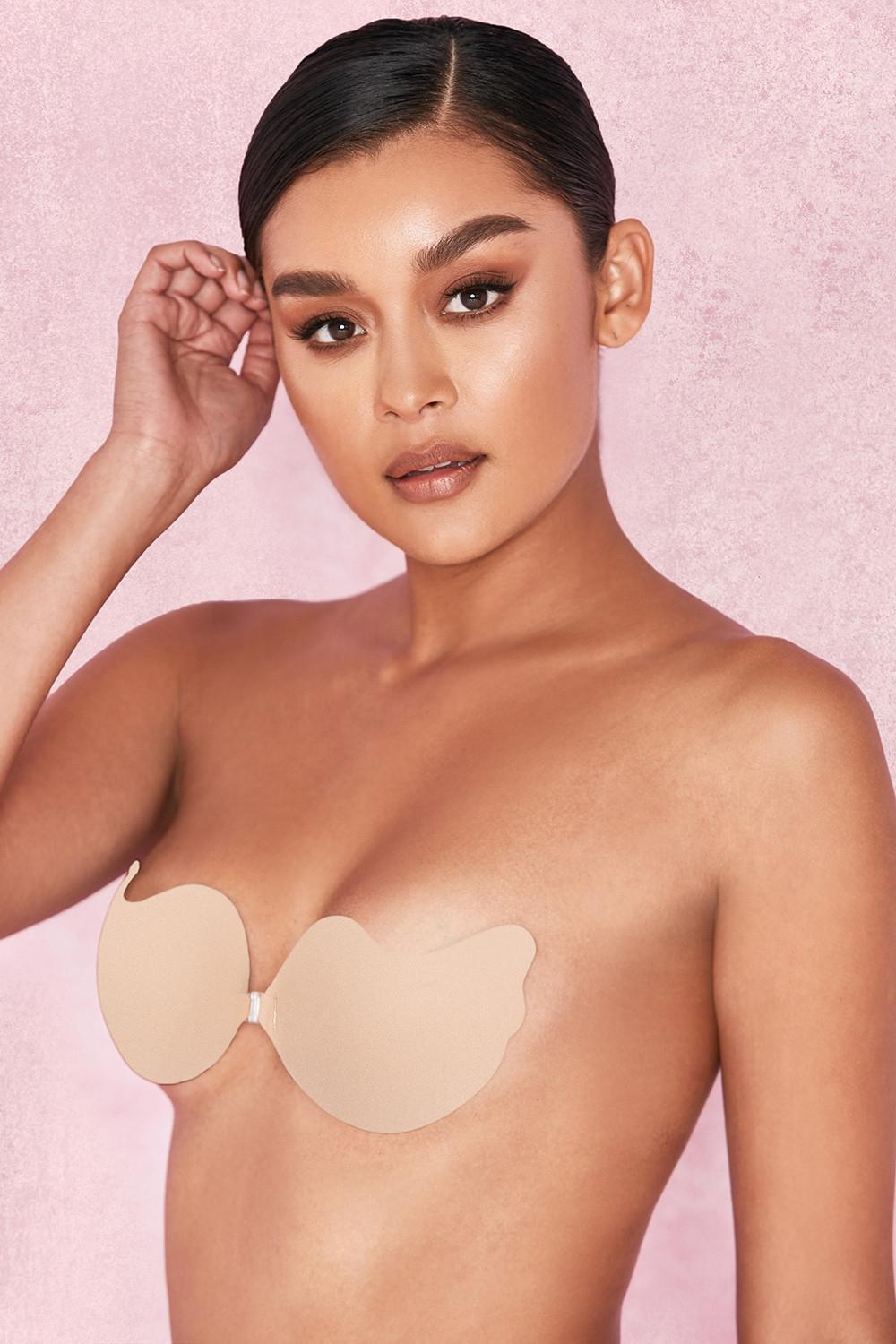 VFront Fastening Moulded Microfibre  Bra - Beige Product Image