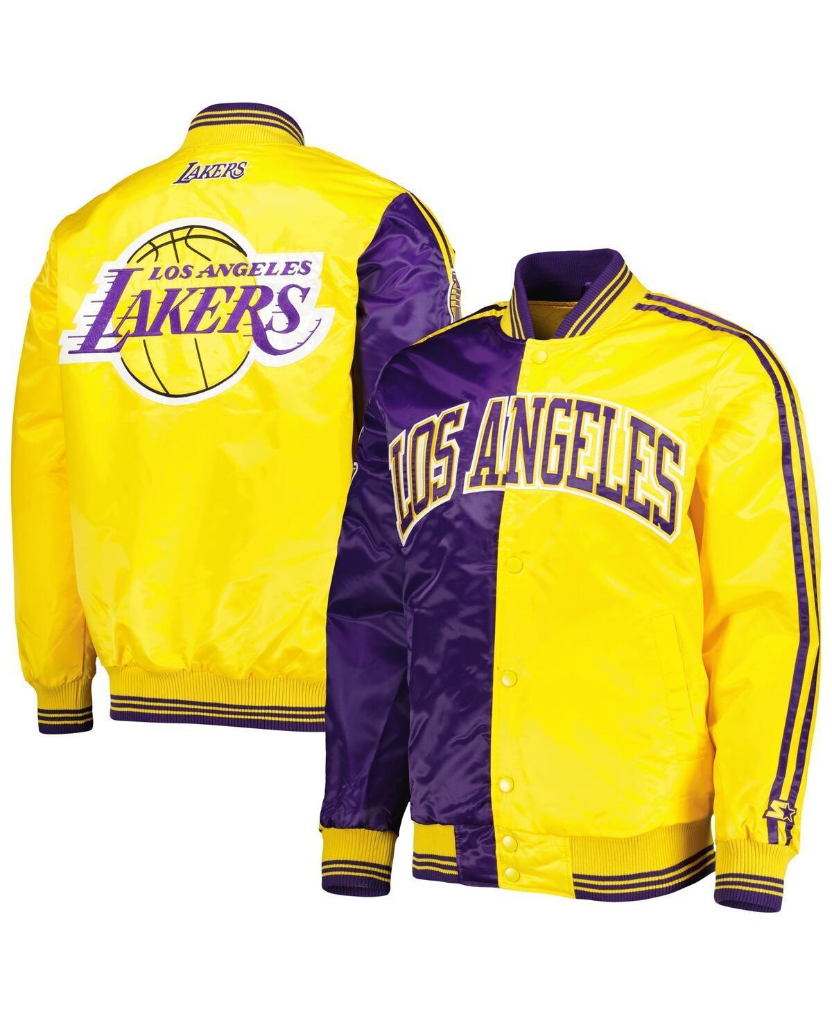 Mens Starter /Gold Los Angeles Lakers Fast Break Satin Full-Snap Jacket Product Image