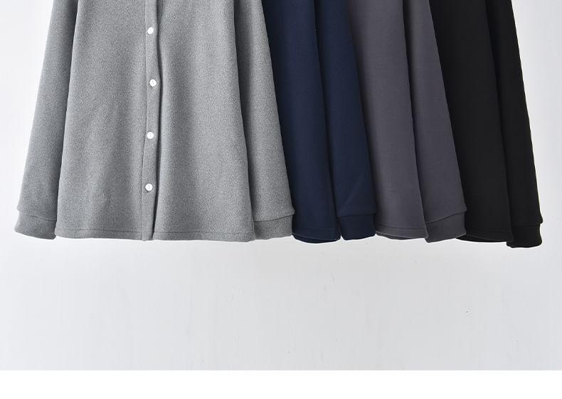 Crew Neck Plain Button-Up Jacket Product Image