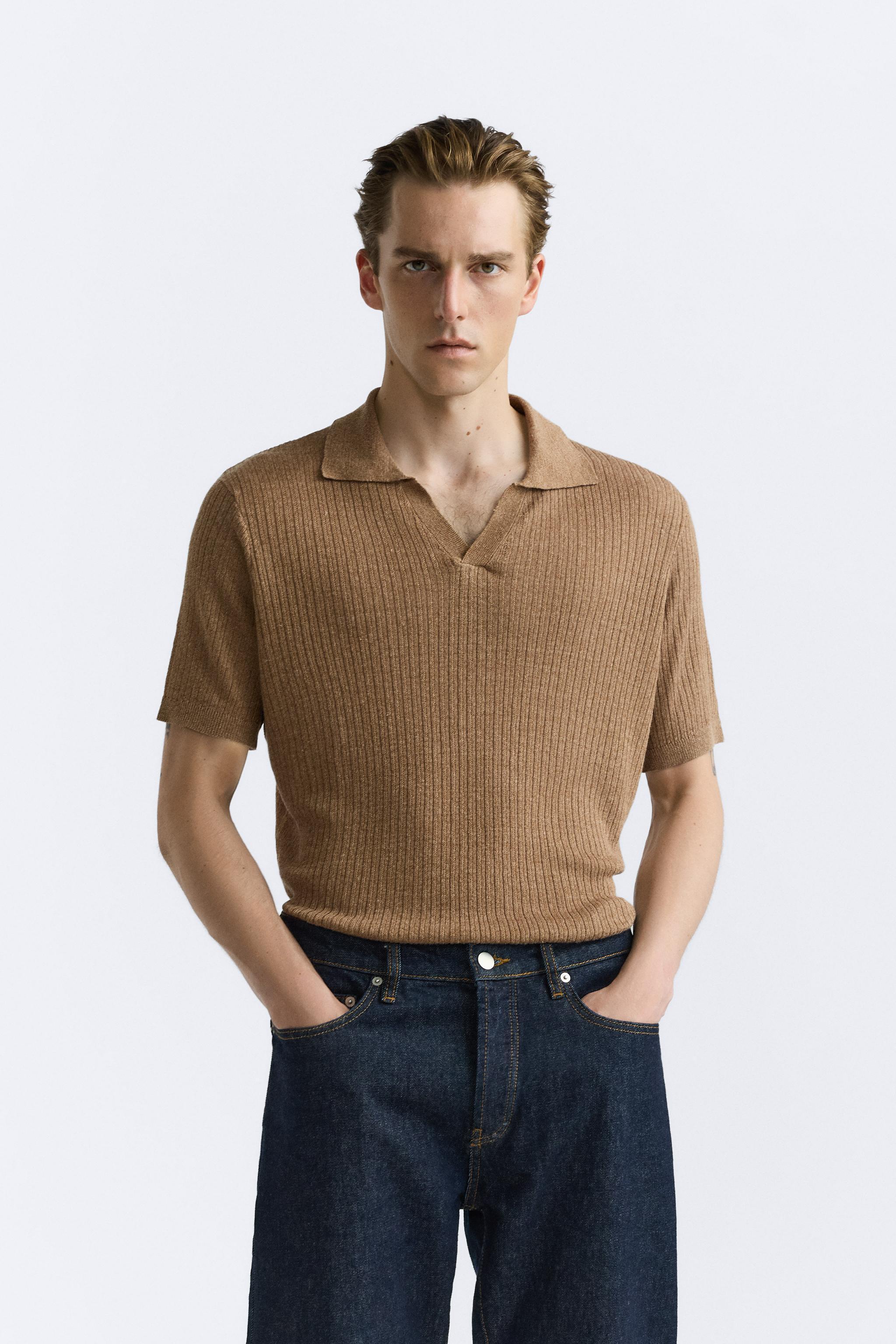 LINEN - VISCOSE KNIT POLO SHIRT Product Image