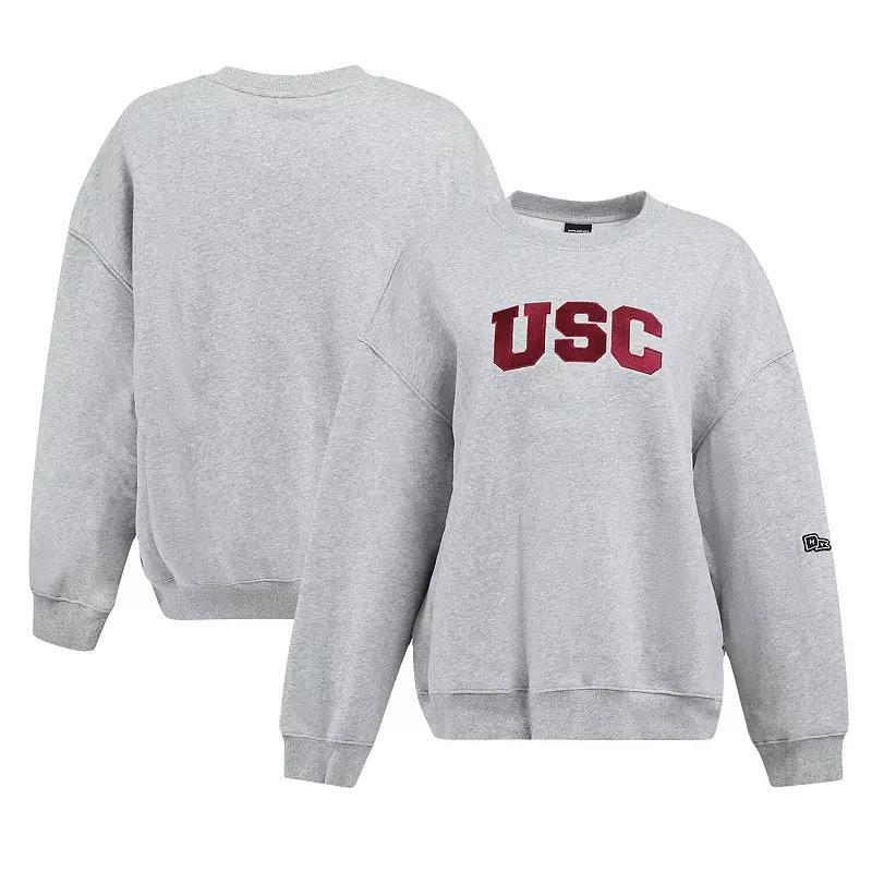 Womens Hype and Vice Heather Gray USC Trojans Offside Crew Neck Pullover Sweatshirt product image