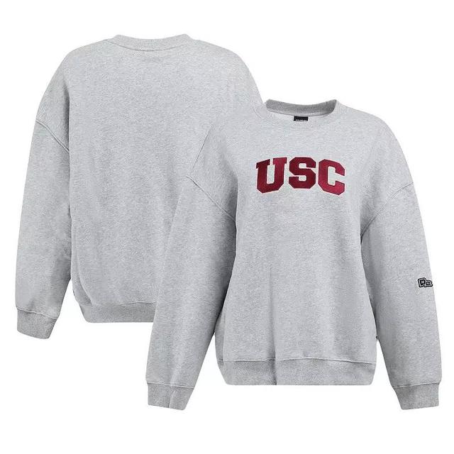 Womens Hype and Vice Heather Gray USC Trojans Offside Crew Neck Pullover Sweatshirt Product Image