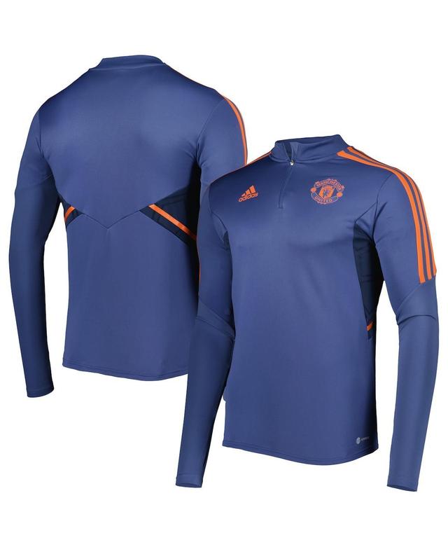 Mens adidas Navy Manchester United Team Training AEROREADY Quarter-Zip Top Man Blue Product Image