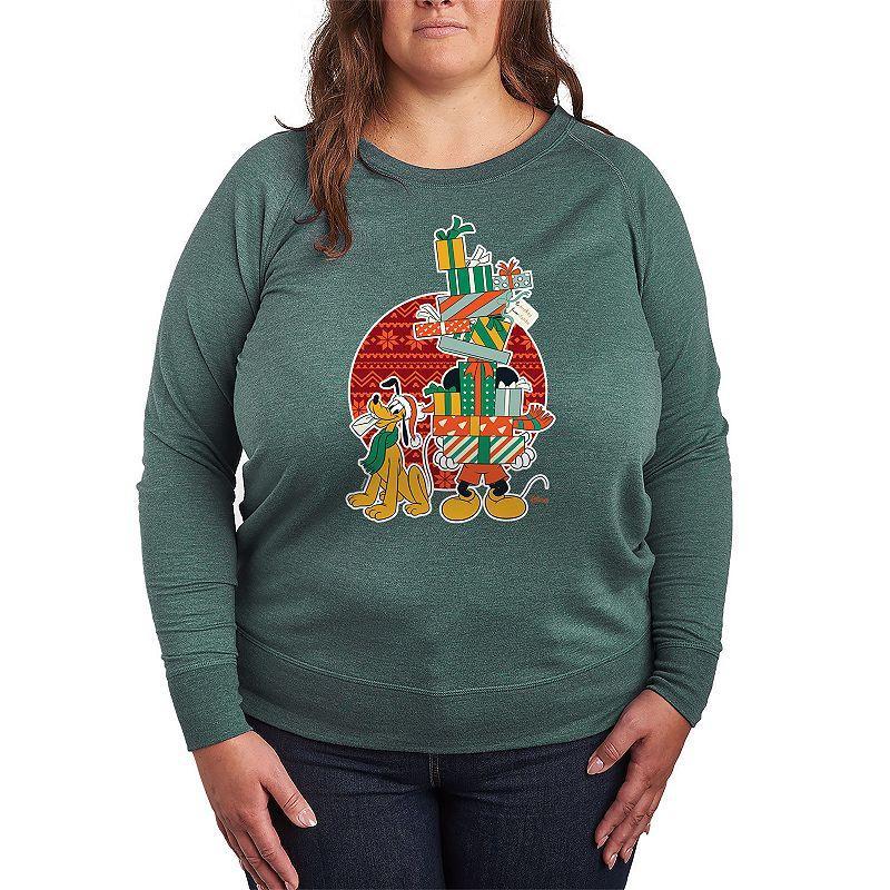 Disneys Mickey Mouse Plus Size Presents Lightweight French Terry Sweatshirt, Womens Grey Heather Product Image